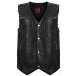 Xambile Leather Vest, Cowboy Motorcycle Vest For Men With Snap Closure | Biker Jacket